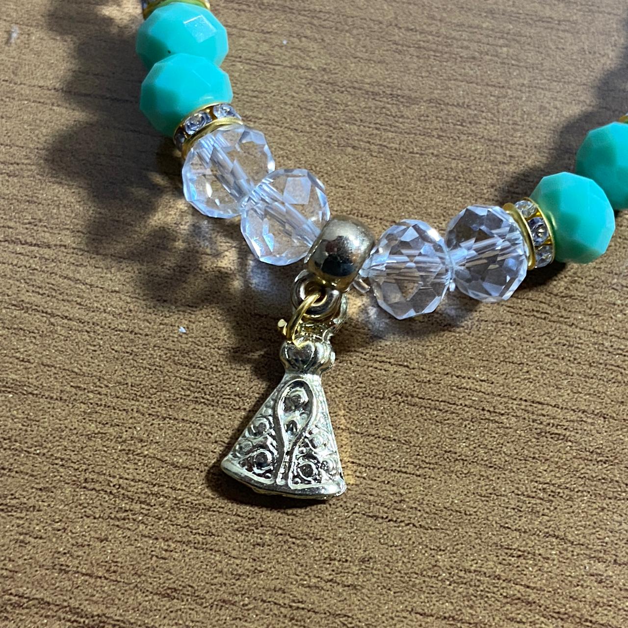 PULSEIRA CRISTAL VERDE NOSSA SENHORA APARECIDA  (06 UNIDADES)