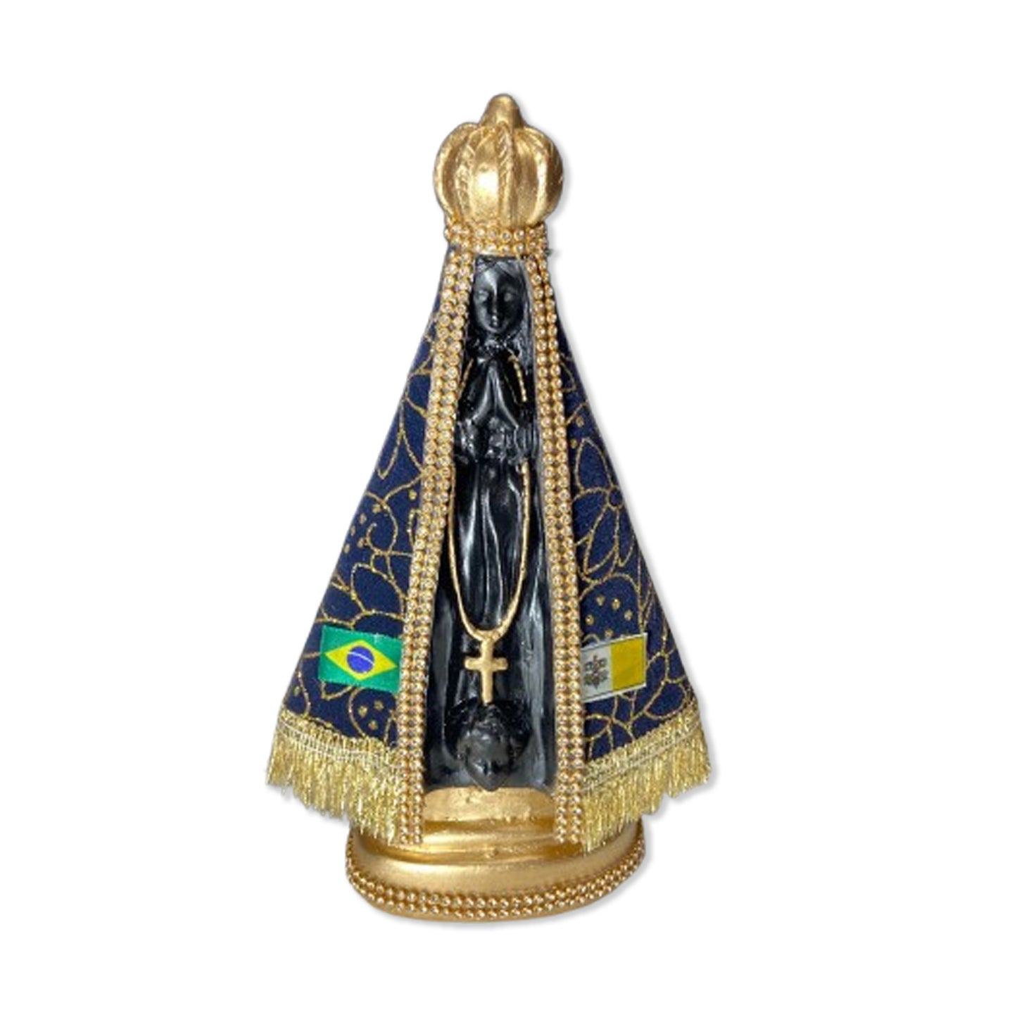 IMAGEM DE GESSO NOSSA SENHORA APARECIDA COM MANTO E STRASS MOD01 23CM (1 UNIDADE)