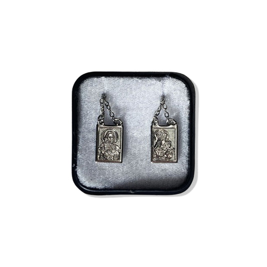 ESCAPULÁRIO INOX QUADRADO LASER DETALHADO SAGRADO CORAÇÃO DE JESUS E NOSSA SENHORA DO CARMO MOD 2 (6 UNIDADES)