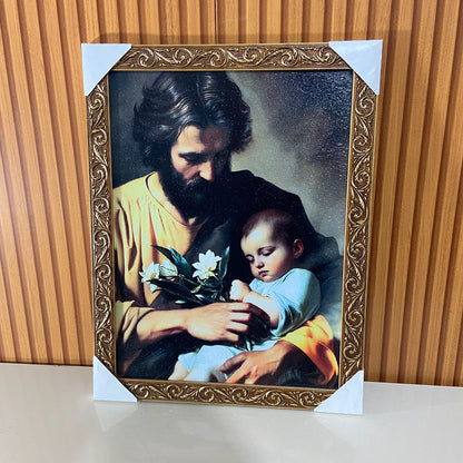 QUADRO COM MOLDURA RESINADO SÃO JOSÉ 45CMX35CM MOD 02 (1 UNIDADE)