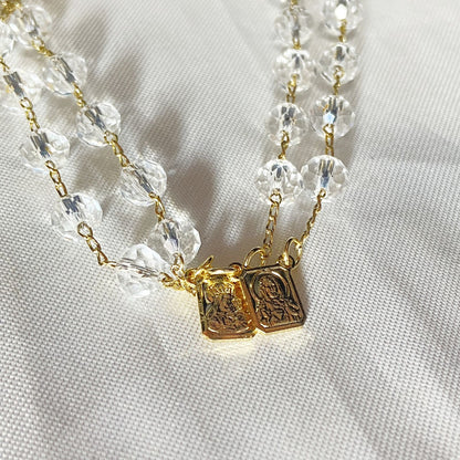 PULSEIRA ESCAPULARIO CRISTAL TRANSPARENTE (3 UNIDADES)