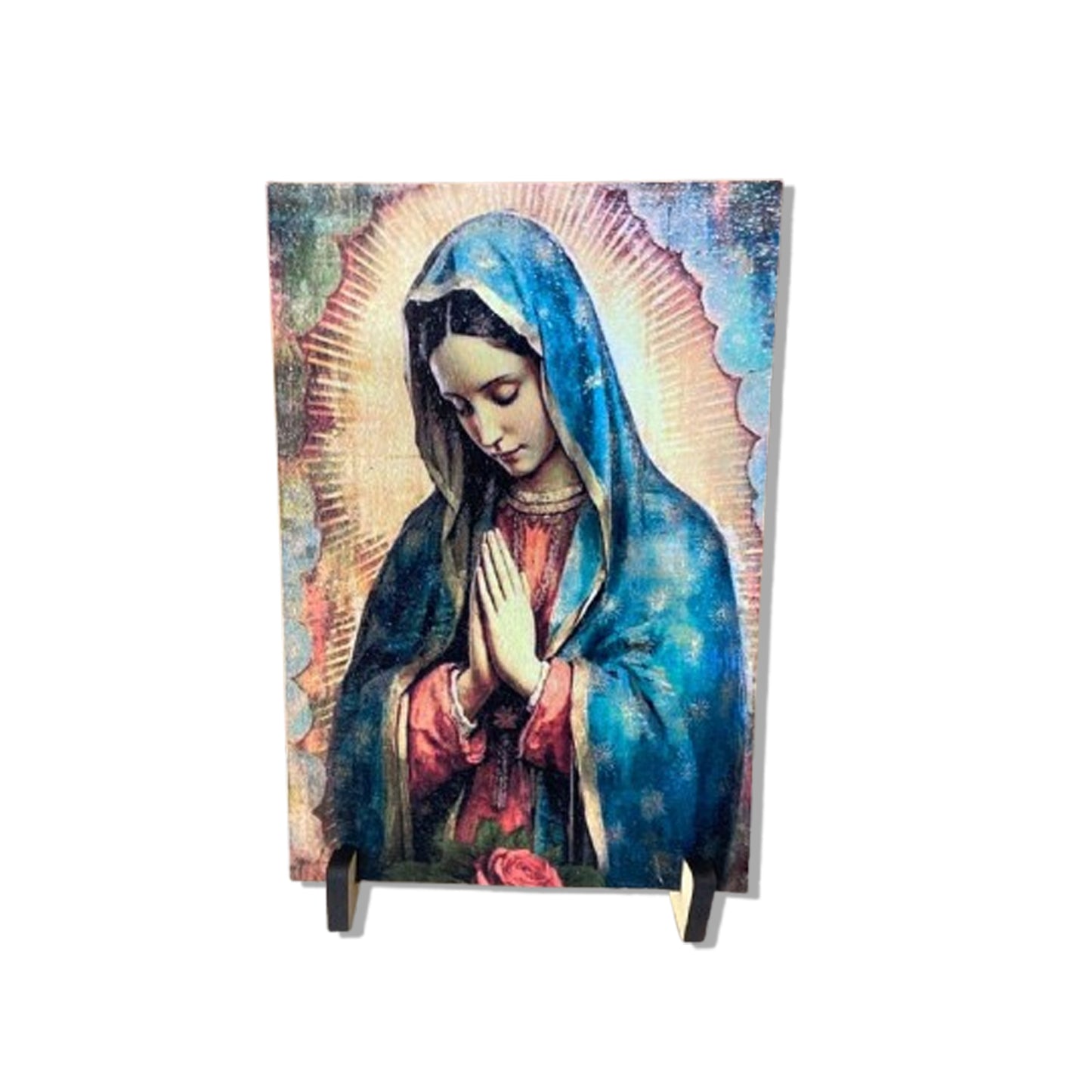 PLAQUINHA DE MESA MDF RESINADO NOSSA SENHORA DE GUADALUPE 19CM x 13CM MOD2  (1 UNIDADE)