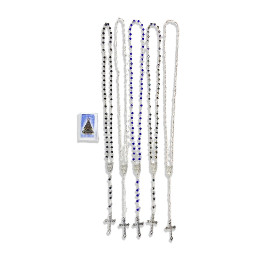 TERÇO CRISTAL NOSSA SENHORA APARECIDA CORES SORTIDAS MOD2 6MM  ( 6 UNIDADES)