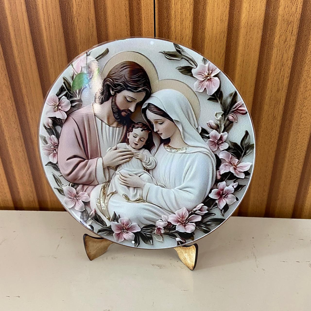 ADORNO DE MESA ACRÍLICO RESINADO SAGRADA FAMÍLIA MOD3 15CM (1 UNIDADE)