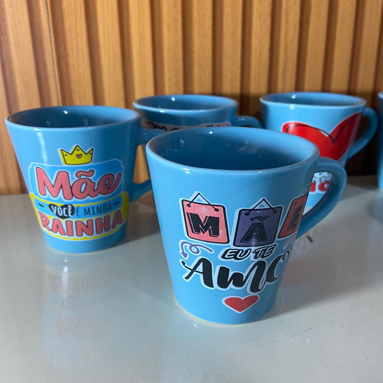 XÍCARA AZUL MOD1 MÃE - FRASES SORTIDAS 120ML (1 UNIDADE)