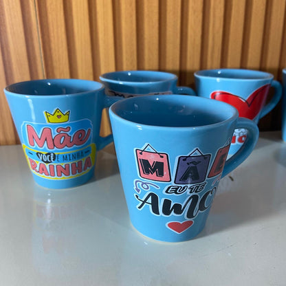 XÍCARA AZUL MOD1 MÃE - FRASES SORTIDAS 120ML (1 UNIDADE)