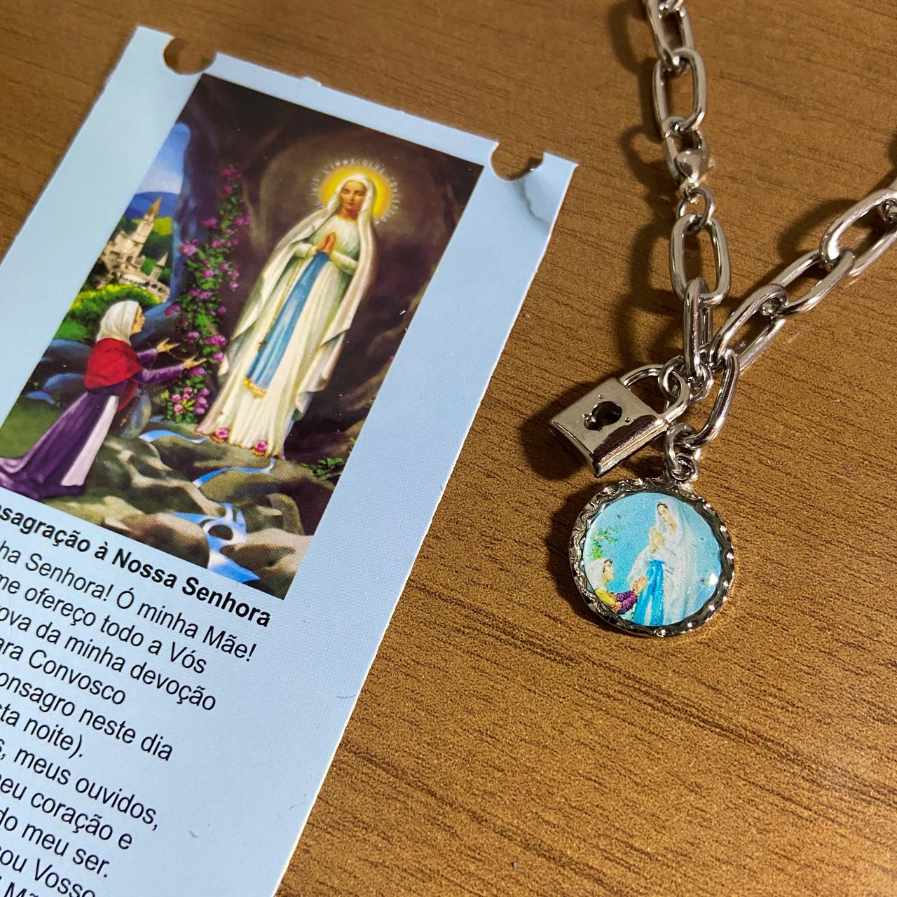 PULSEIRA CADEADO NOSSA SENHORA DE LOURDES NA CARTELA (3 UNIDADES)