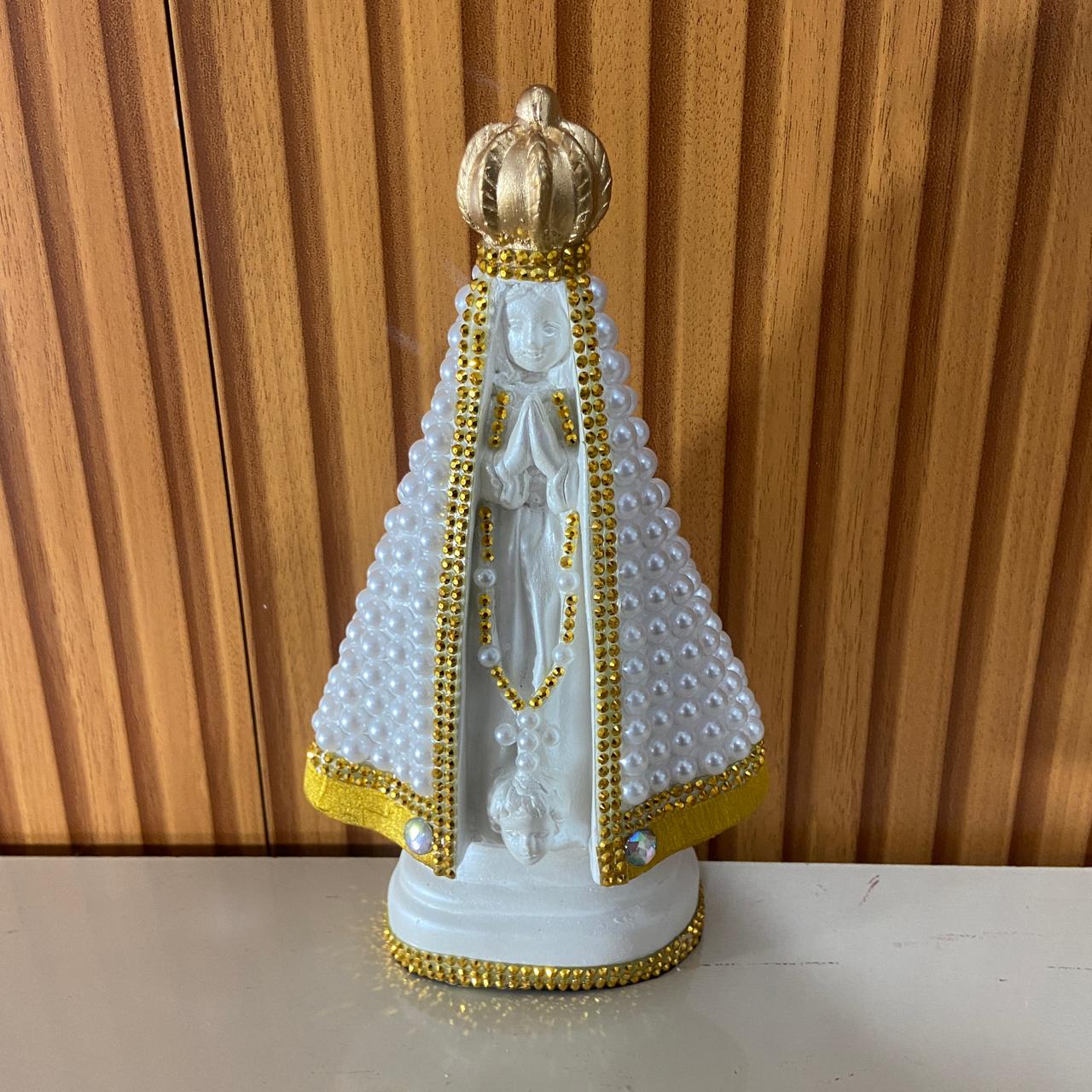 IMAGEM DE GESSO NOSSA SENHORA APARECIDA PÉROLA BRANCA 23CM (1 UNIDADE)