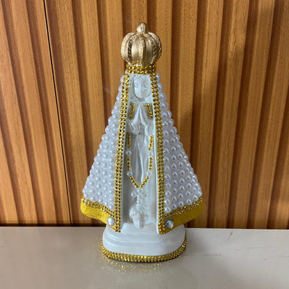 IMAGEM DE GESSO NOSSA SENHORA APARECIDA PÉROLA BRANCA 23CM (1 UNIDADE)