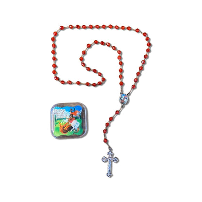 TERÇO SEMICRISTAL NA CAIXINHA SÃO JORGE 6MM (6 UNIDADES)