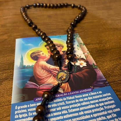 TERÇO DE MADEIRA SANTO ANTÔNIO 8MM (1 UNIDADE)