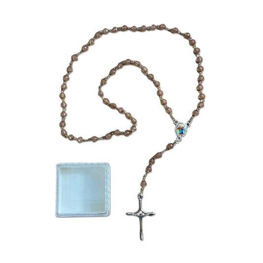 TERÇO CRISTAL SANTO ANTÔNIO E SÃO CRISTOVÃO 06CM (1 UNIDADE)