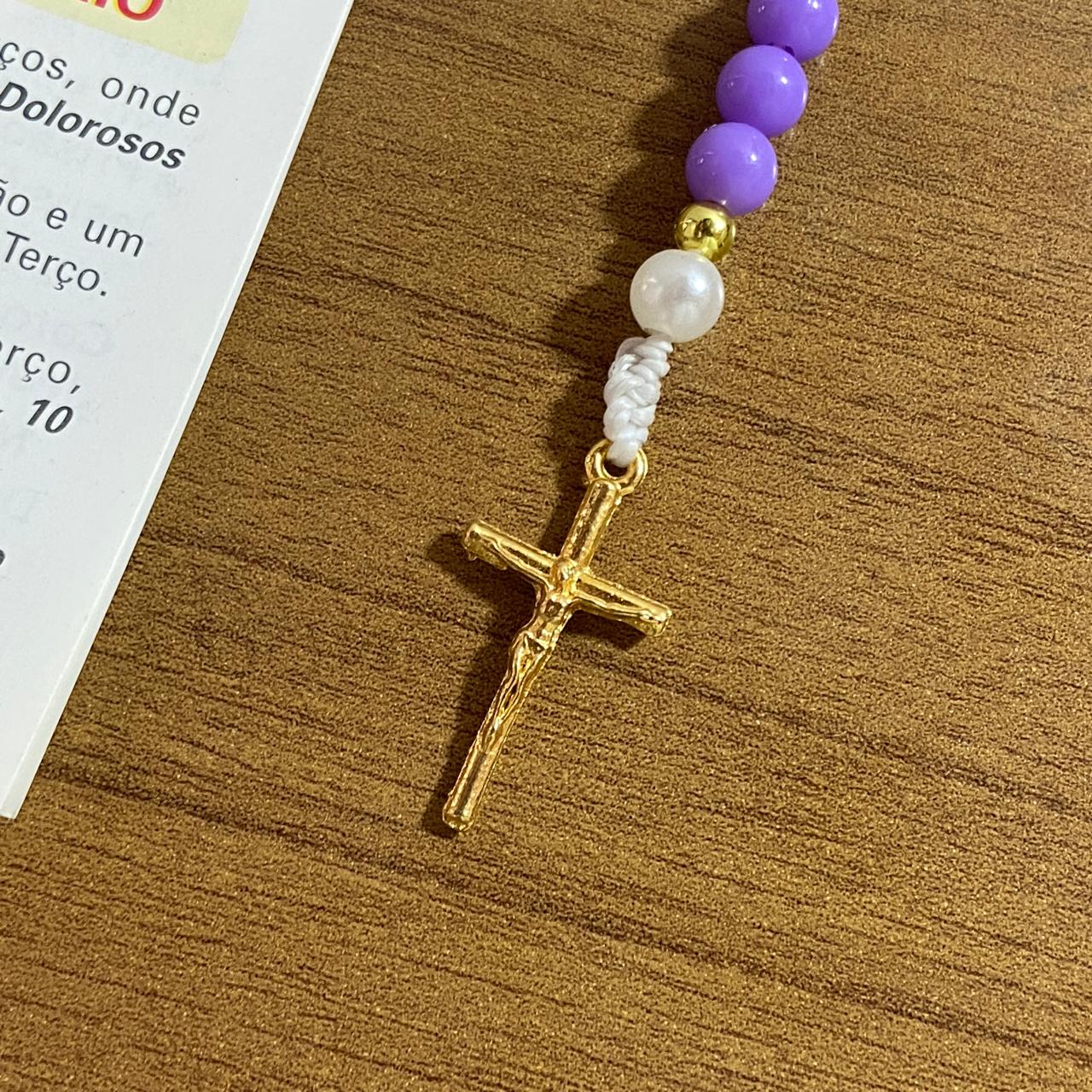 TERÇO PÉROLA ROXA  NOSSA SENHORA RAINHA DA PAZ 6MM (1 UNIDADE)