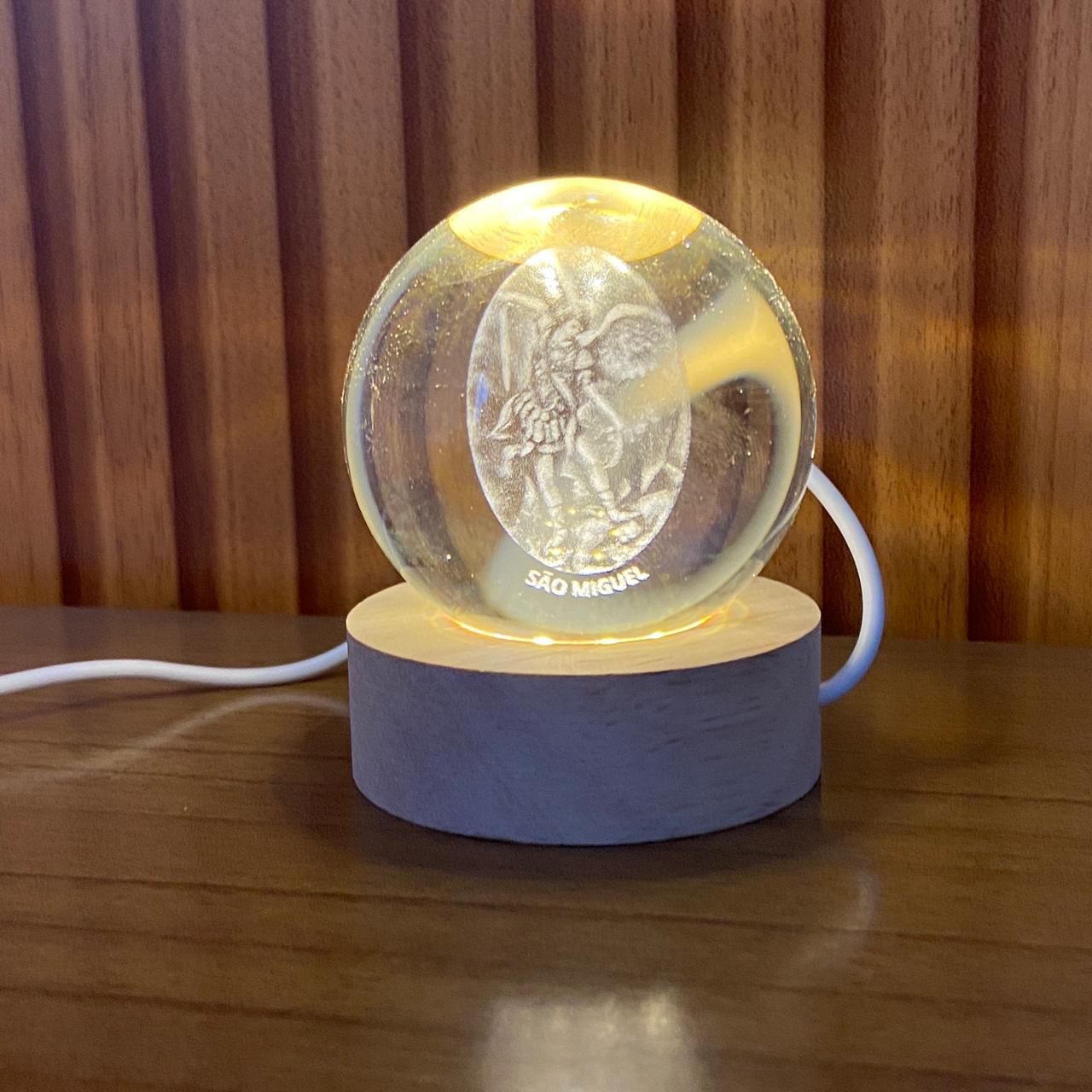 LUMINÁRIA LED BOLA DE VIDRO SÃO MIGUEL ARCANJO (1 UNIDADE)