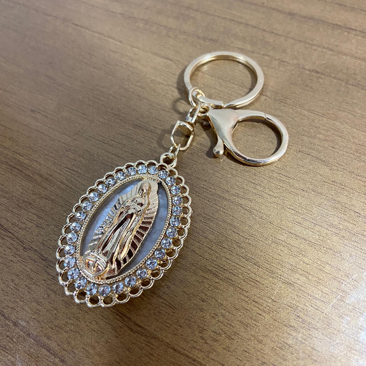 CHAVEIRO LUXO NOSSA SENHORA DE GUADALUPE MADREPÉROLA COM STRASS (6 UNIDADES)