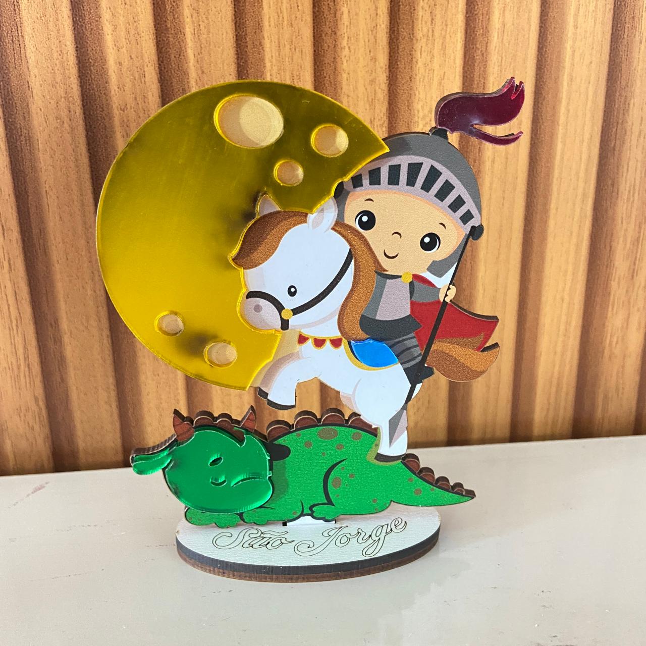 IMAGEM MDF INFANTIL  COM ACRÍLICO SÃO JORGE 13CM (1 UNIDADE)