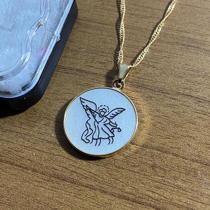 CORRENTE DOURADA MEDALHA ACRÍLICA SÃO MIGUEL ARCANJO  (3 UNIDADES)