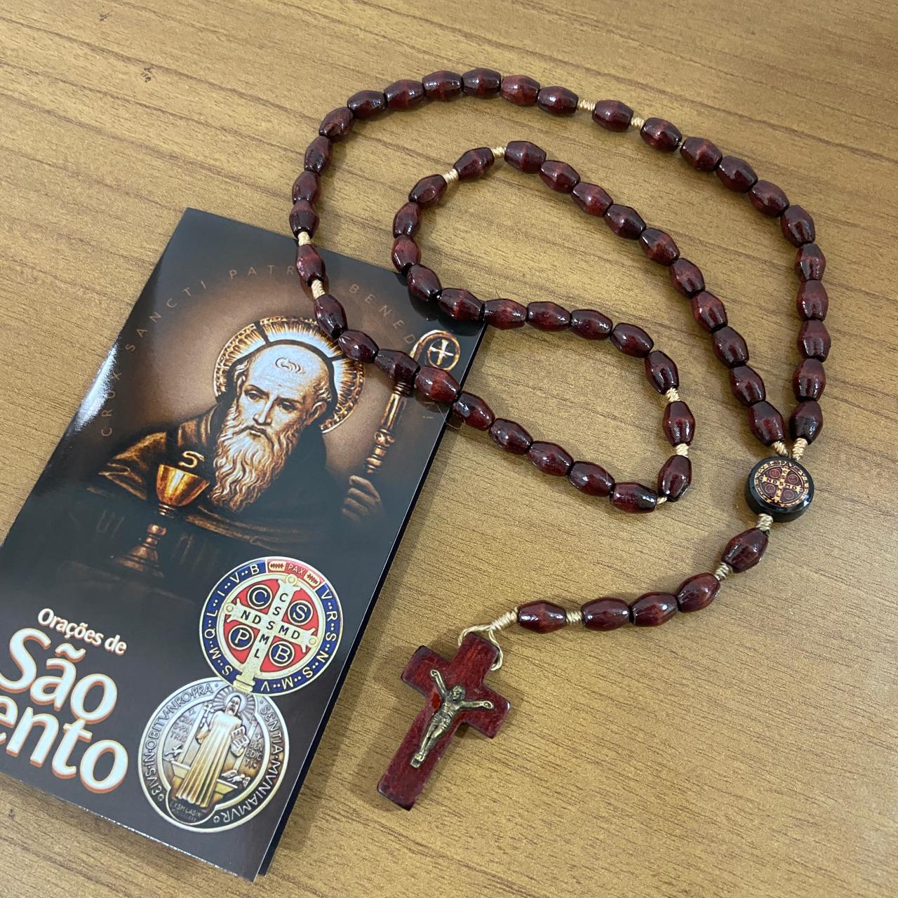 TERÇO DE MADEIRA SÃO BENTO 8MM (3 UNIDADES)