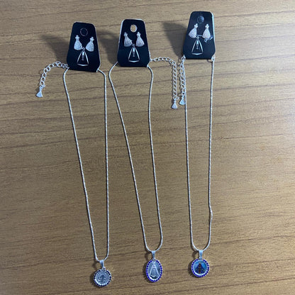 CORRENTE PRATEADA COM BRINCO MODELOS SORTIDOS  (3 UNIDADES)