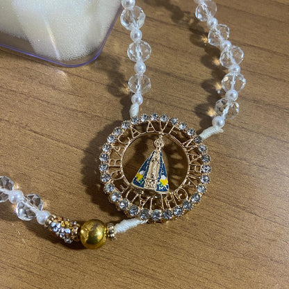 TERÇO DE NOIVA CRISTAL NOSSA SENHORA APARECIDA MOD6 10MM (1 UNIDADE)