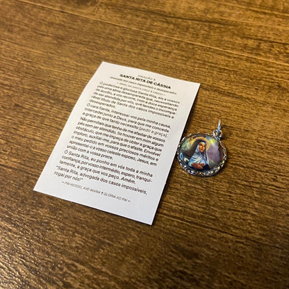 MEDALHA NÍQUEL RESINADA SANTA RITA (6 UNIDADE)