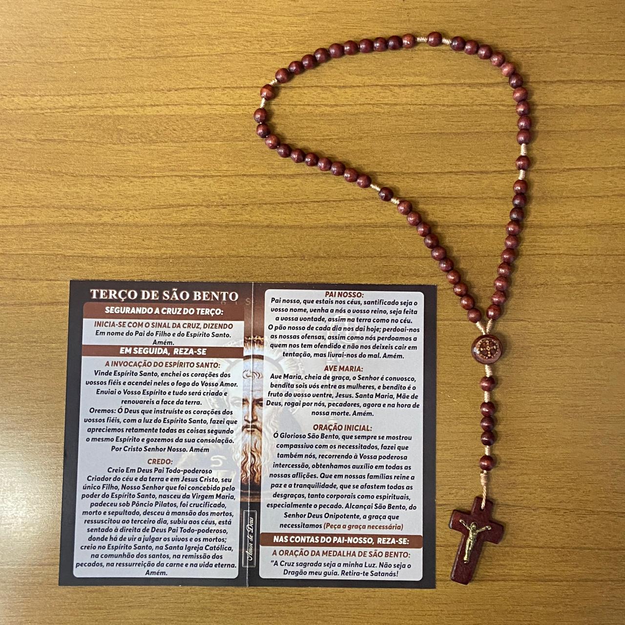 TERÇO DE MADEIRA SÃO BENTO 06MM (3 UNIDADES)