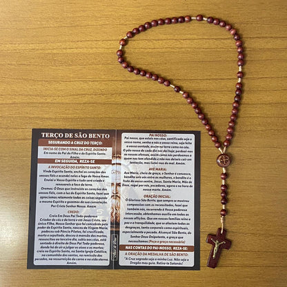 TERÇO DE MADEIRA SÃO BENTO 06MM (3 UNIDADES)