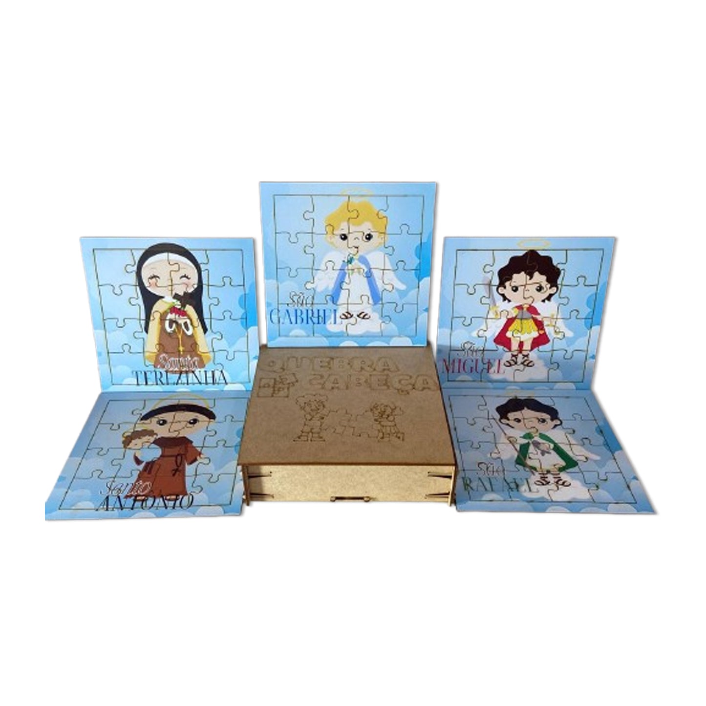 KIT QUEBRA CABEÇA INFANTIL MDF SANTOS SORTIDOS MOD2 (5 UNIDADE)