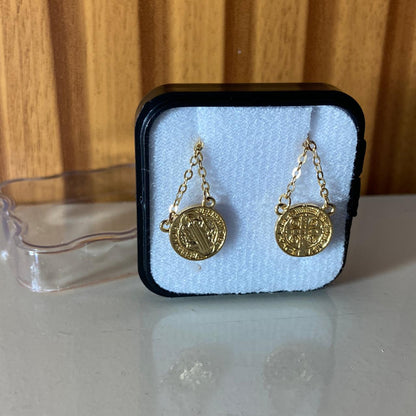 ESCAPULÁRIO DOURADO MEDALHA SÃO BENTO MOD5 (6 UNIDADES)
