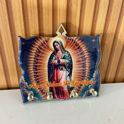 PORTA CHAVE RESINADO NOSSA SENHORA DE GUADALUPE 14CM (1 UNIDADE)
