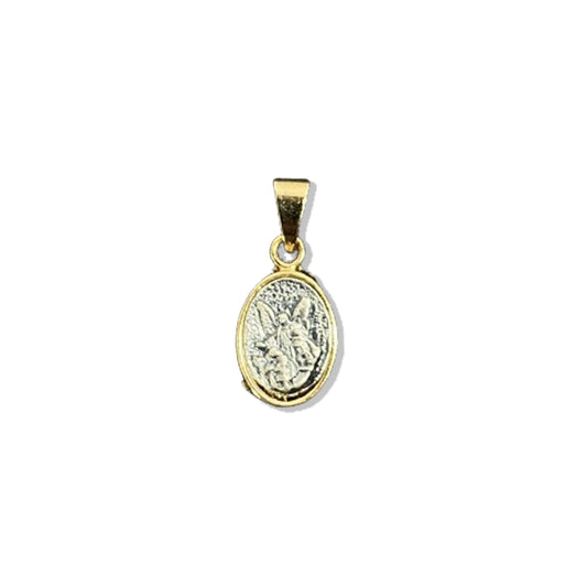 PINGENTE DOURADO OVAL ANJO DA GUARDA EM RELEVO (5 UNIDADES)