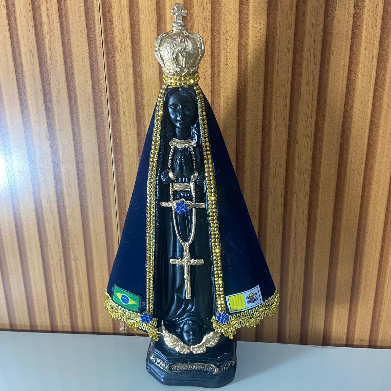 IMAGEM DE GESSO NOSSA SENHORA APARECIDA COM MANTO 33CM (1 UNIDADE)