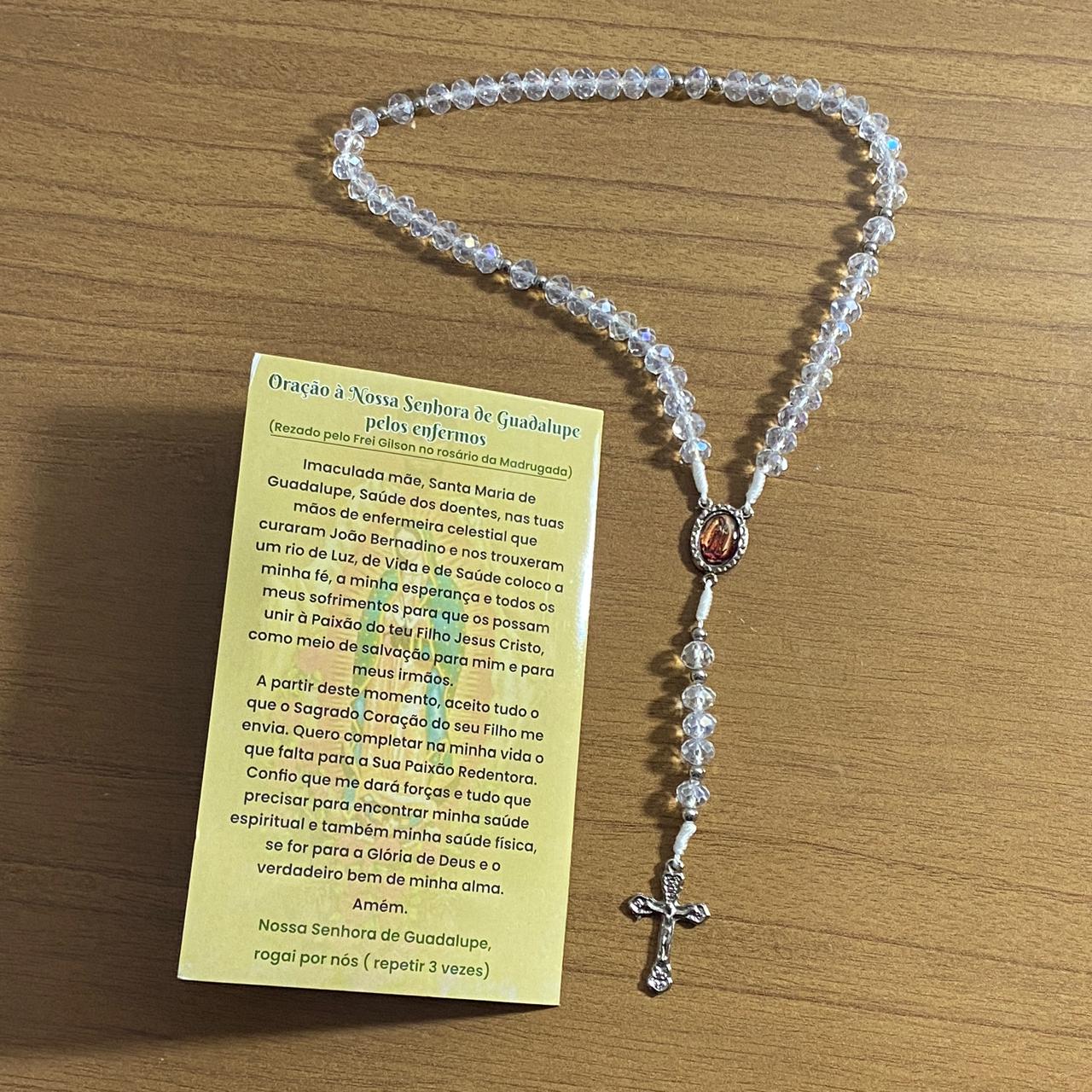 TERÇO CRISTAL NOSSA SENHORA DE GUADALUPE 8MM (1 UNIDADE)