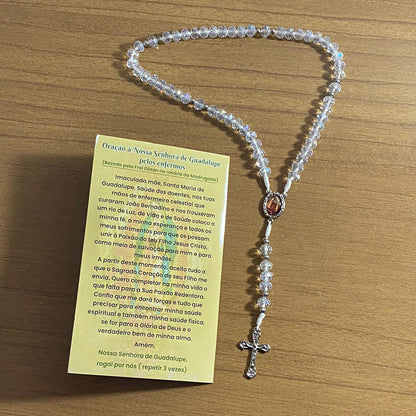 TERÇO CRISTAL NOSSA SENHORA DE GUADALUPE 8MM (1 UNIDADE)