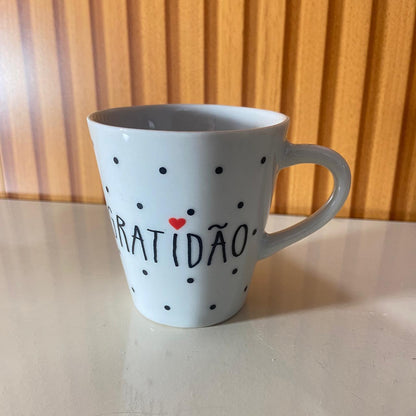 XÍCARA BRANCA GRATIDÃO MOD4 120ML (1 UNIDADE)