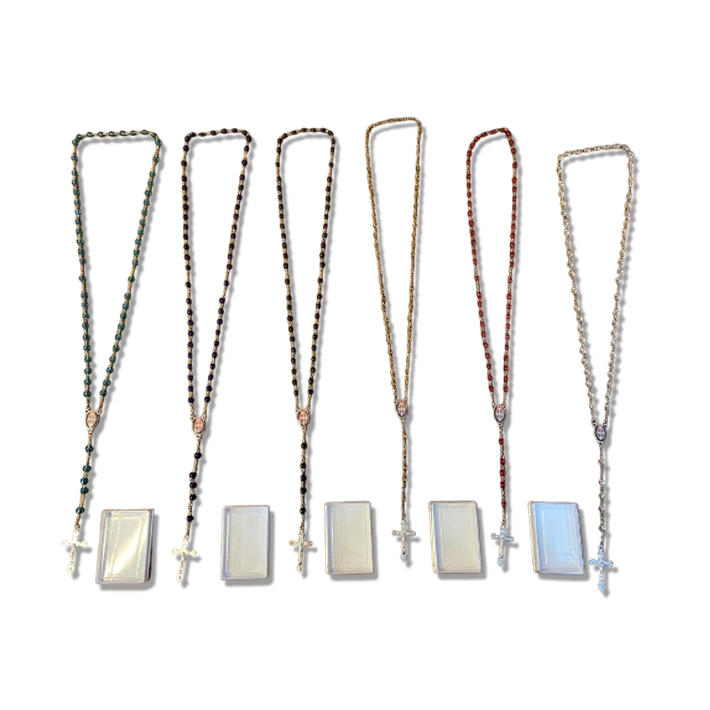 TERÇO PÉROLA MEDALHA SÃO BENTO CORES SORTIDAS 06MM  ( 6 UNIDADES)