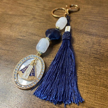 CHAVEIRO DE PEDRARIAS NOSSA SENHORA APARECIDA COM STRASS MOD2 (1 UNIDADE)