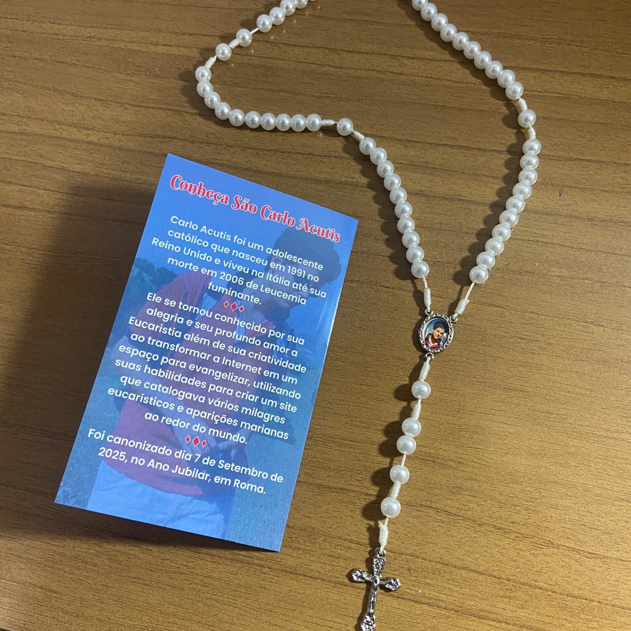 TERÇO PÉROLA CARLO ACUTIS 8MM (1 UNIDADE)