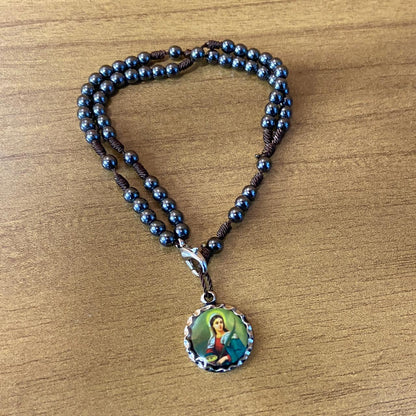 TERÇO PULSEIRA HEMATITA SANTA LUZIA 4MM (6 UNIDADES)
