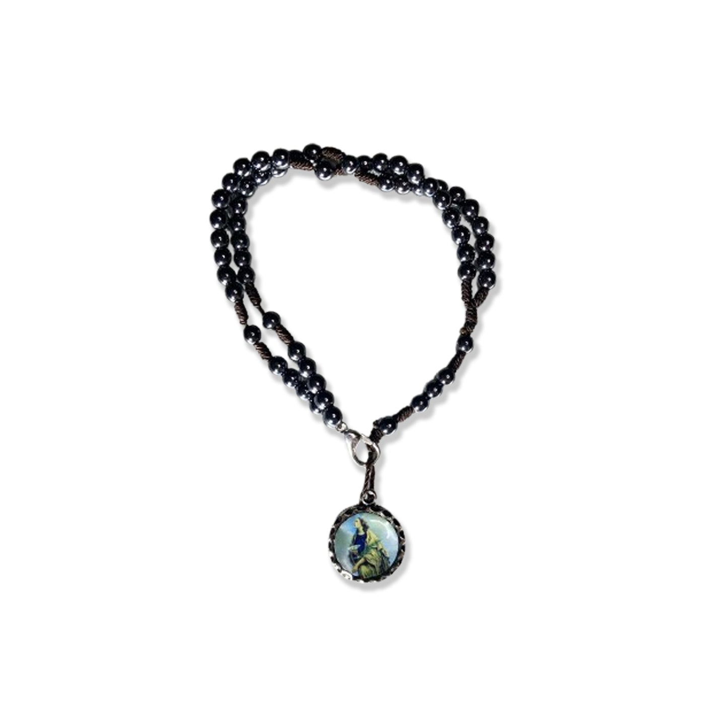 TERÇO PULSEIRA HEMATITA SANTA LUZIA 4MM (6 UNIDADES)