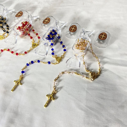 TERÇO CANDY CRISTAL SÃO BENTO 4MM (12 UNIDADES)