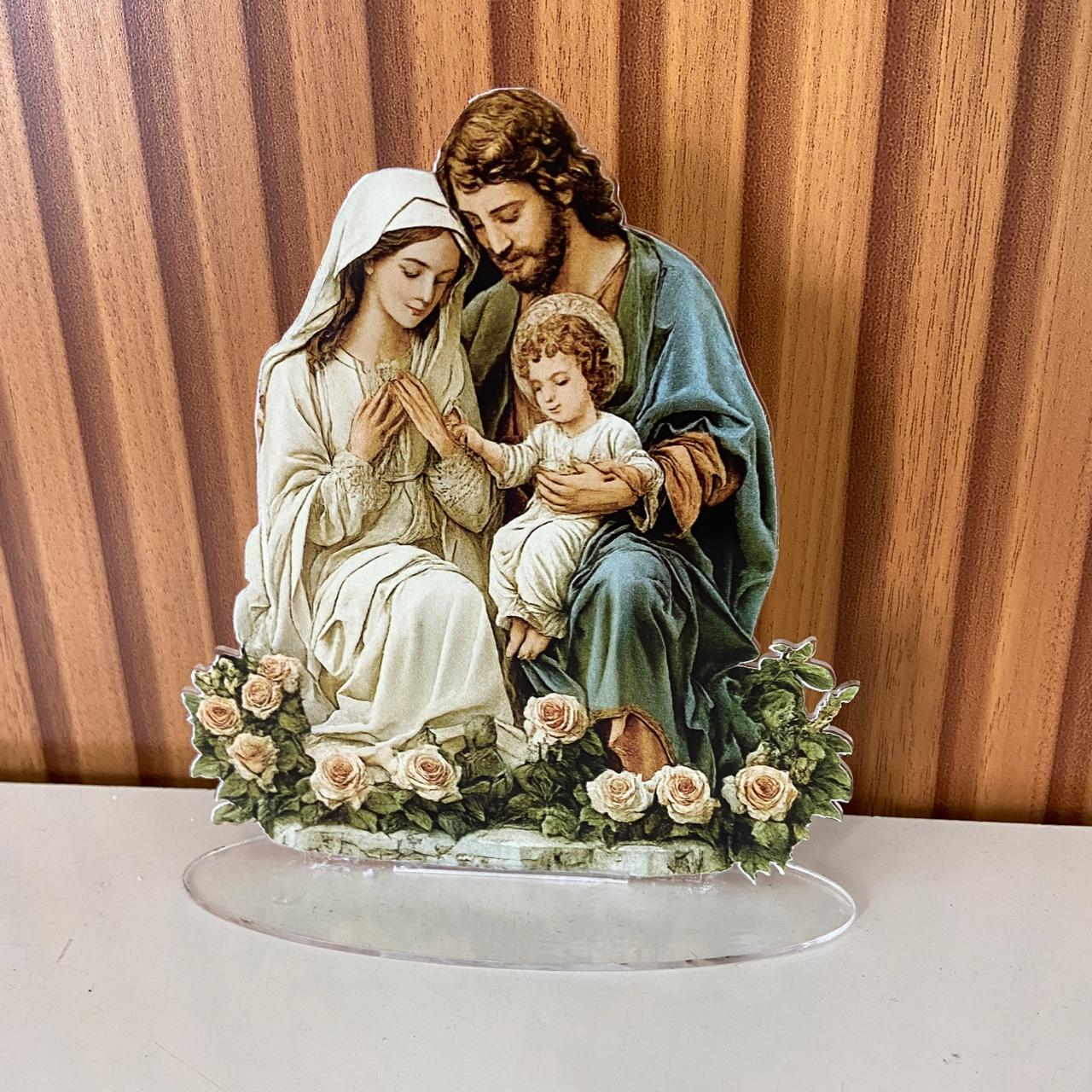 ADORNO DE MESA ACRÍLICO RESINADO SAGRADA FAMÍLIA MOD1 15,5CM (1 UNIDADE)