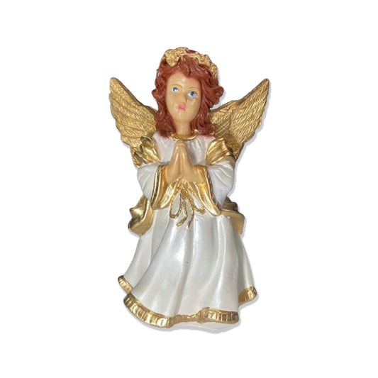 IMAGEM DE GESSO ANJO DA GUARDA BRANCO E DOURADO 23CM (1 UNIDADE)