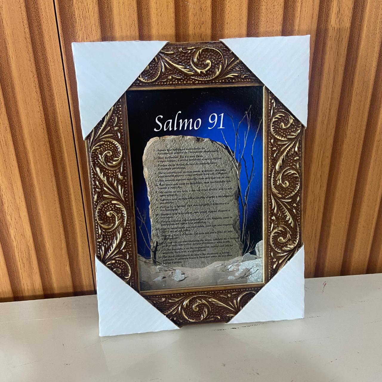 QUADRO COM MOLDURA RESINADO SALMO 91 - MOD2 20,5X15,5 (1 UNIDADE)