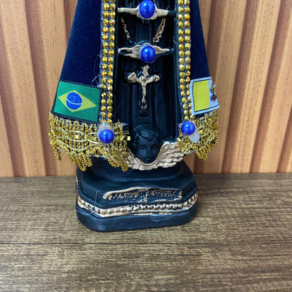 IMAGEM DE GESSO NOSSA SENHORA APARECIDA COM MANTO E STRASS MOD1 22CM (1 UNIDADE)