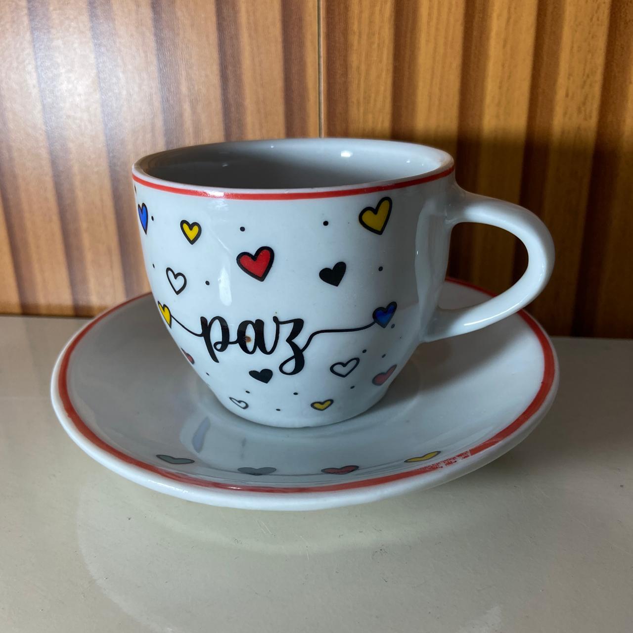 XÍCARA COM PIRES PAZ MOD2 200ML (1 UNIDADE)