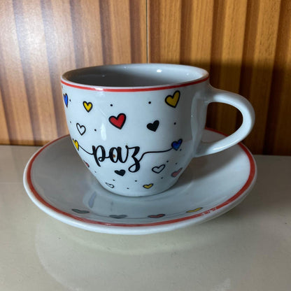 XÍCARA COM PIRES PAZ MOD2 200ML (1 UNIDADE)