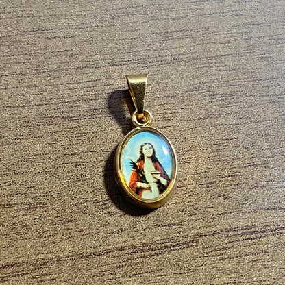 PINGENTE DOURADO RESINADO SANTA LUZIA  (6 UNIDADES)