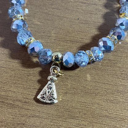 PULSEIRA CRISTAL PRATEADA NOSSA SENHORA APARECIDA  (06 UNIDADES)