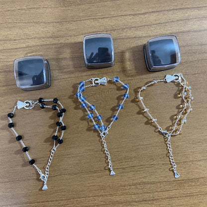 PULSEIRA PRATEADA CRISTAL NOSSA SENHORA APARECIDA CORES SORTIDAS  (03 UNIDADES)